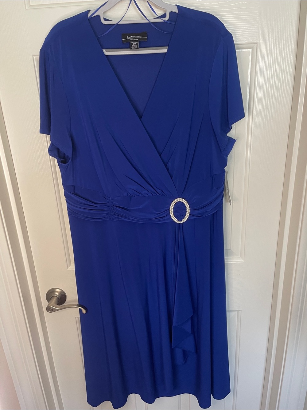 R&M Richards Royal Blue V-Neck Midi Dress with Waist Ring NWT - Picture 12 of 13